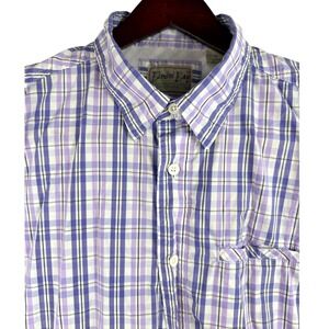 Bimini Bay Outfitters Mens Plaid Short Sleeve Button Up Shirt XL Purple‎ White